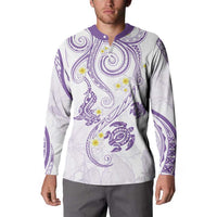 Polynesia Tribal Button Sweatshirt Lilac Plumeria Tentacles LT7 - Polynesian Pride