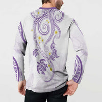 Polynesia Tribal Button Sweatshirt Lilac Plumeria Tentacles LT7 - Polynesian Pride