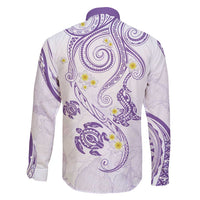 Polynesia Tribal Family Matching Long Sleeve Bodycon Dress and Hawaiian Shirt Lilac Plumeria Tentacles
