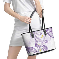 Polynesia Tribal Leather Tote Bag Lilac Plumeria Tentacles