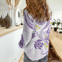 Polynesia Tribal Women Casual Shirt Lilac Plumeria Tentacles