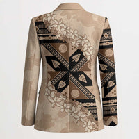 Bula Fiji Plumeria Tagimoucia Salusalu Beige Blazer Kaiviti Masi LT7 - Polynesian Pride