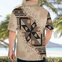 Bula Fiji Plumeria Tagimoucia Salusalu Beige Hawaiian Shirt Kaiviti Masi LT7 - Polynesian Pride