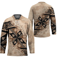 Bula Fiji Plumeria Tagimoucia Salusalu Beige Hockey Jersey Kaiviti Masi - Polynesian Pride