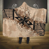 Bula Fiji Plumeria Tagimoucia Salusalu Beige Hooded Blanket Kaiviti Masi - Polynesian Pride