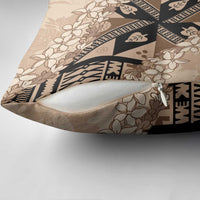 Bula Fiji Plumeria Tagimoucia Salusalu Beige Pillow Cover Kaiviti Masi LT7 - Polynesian Pride