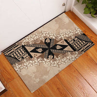 Bula Fiji Plumeria Tagimoucia Salusalu Beige Rubber Doormat Kaiviti Masi LT7 - Polynesian Pride