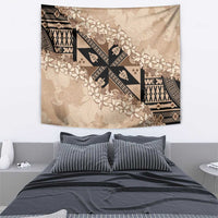 Bula Fiji Plumeria Tagimoucia Salusalu Beige Tapestry Kaiviti Masi - Polynesian Pride