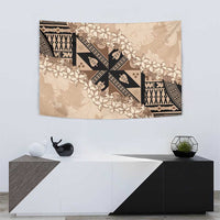 Bula Fiji Plumeria Tagimoucia Salusalu Beige Tapestry Kaiviti Masi - Polynesian Pride