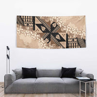 Bula Fiji Plumeria Tagimoucia Salusalu Beige Tapestry Kaiviti Masi - Polynesian Pride