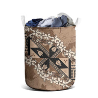 Bula Fiji Plumeria Tagimoucia Salusalu Mocha Laundry Basket Kaiviti Masi - Polynesian Pride