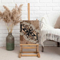 Bula Fiji Plumeria Tagimoucia Salusalu Mocha Canvas Wall Art Kaiviti Masi - Polynesian Pride