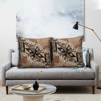 Bula Fiji Plumeria Tagimoucia Salusalu Mocha Pillow Cover Kaiviti Masi LT7 - Polynesian Pride