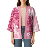 Bula Fiji Plumeria Tagimoucia Salusalu Pink Kimono Kaiviti Masi - Polynesian Pride
