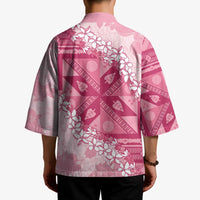 Bula Fiji Plumeria Tagimoucia Salusalu Pink Kimono Kaiviti Masi - Polynesian Pride