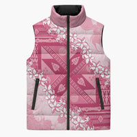 Bula Fiji Plumeria Tagimoucia Salusalu Pink Sleeveless Puffer Jacket Kaiviti Masi - Polynesian Pride