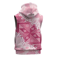Bula Fiji Plumeria Tagimoucia Salusalu Pink Sleeveless Zip Hoodie Kaiviti Masi - Polynesian Pride