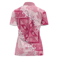 Bula Fiji Plumeria Tagimoucia Salusalu Pink Women Polo Shirt Kaiviti Masi - Polynesian Pride