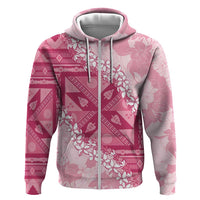 Bula Fiji Plumeria Tagimoucia Salusalu Pink Zip Hoodie Kaiviti Masi - Polynesian Pride