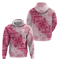 Bula Fiji Plumeria Tagimoucia Salusalu Pink Zip Hoodie Kaiviti Masi - Polynesian Pride