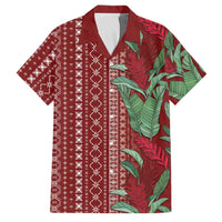 Women's Day Samoa Malu Tattoo Inspired Mix Teuila Family Matching Off Shoulder Short Dress and Hawaiian Shirt Scarlet
