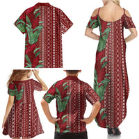 Women's Day Samoa Malu Tattoo Inspired Mix Teuila Family Matching Summer Maxi Dress and Hawaiian Shirt Scarlet
