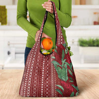 Women's Day Samoa Malu Tattoo Inspired Mix Teuila Grocery Bag Scarlet LT7 - Polynesian Pride