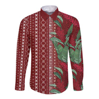 Women's Day Samoa Malu Tattoo Inspired Mix Teuila Long Sleeve Button Shirt Scarlet LT7 Unisex Scarlet - Polynesian Pride