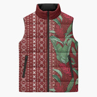 Women's Day Samoa Malu Tattoo Inspired Mix Teuila Sleeveless Puffer Jacket Scarlet LT7 Unisex Scarlet - Polynesian Pride
