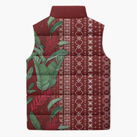Women's Day Samoa Malu Tattoo Inspired Mix Teuila Sleeveless Puffer Jacket Scarlet LT7 - Polynesian Pride
