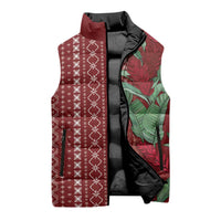 Women's Day Samoa Malu Tattoo Inspired Mix Teuila Sleeveless Puffer Jacket Scarlet LT7 - Polynesian Pride