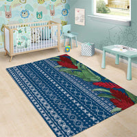 Women's Day Samoa Malu Tattoo Inspired Mix Teuila Area Rug Royal Blue