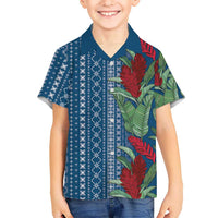 Women's Day Samoa Malu Tattoo Inspired Mix Teuila Family Matching Short Sleeve Bodycon Dress and Hawaiian Shirt Royal Blue