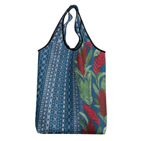 Women's Day Samoa Malu Tattoo Inspired Mix Teuila Grocery Bag Royal Blue LT7 - Polynesian Pride