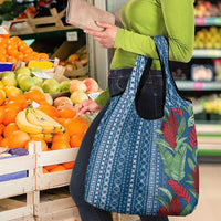 Women's Day Samoa Malu Tattoo Inspired Mix Teuila Grocery Bag Royal Blue LT7 - Polynesian Pride