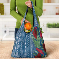 Women's Day Samoa Malu Tattoo Inspired Mix Teuila Grocery Bag Royal Blue LT7 - Polynesian Pride