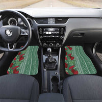 Women's Day Samoa Malu Tattoo Inspired Mix Teuila Car Mats Sage Green LT7 Set 2pcs - Front Sage Green - Polynesian Pride