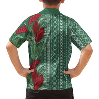 Women's Day Samoa Malu Tattoo Inspired Mix Teuila Family Matching Off Shoulder Short Dress and Hawaiian Shirt Sage Green LT7 - Polynesian Pride