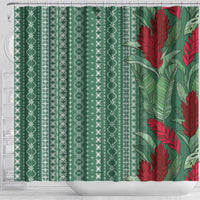 Women's Day Samoa Malu Tattoo Inspired Mix Teuila Shower Curtain Sage Green LT7 - Polynesian Pride