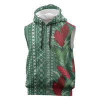 Women's Day Samoa Malu Tattoo Inspired Mix Teuila Sleeveless Hoodie Sage Green