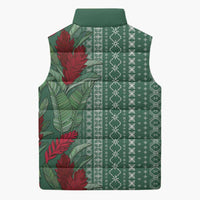 Women's Day Samoa Malu Tattoo Inspired Mix Teuila Sleeveless Puffer Jacket Sage Green LT7 - Polynesian Pride