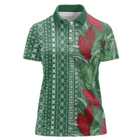 Women's Day Samoa Malu Tattoo Inspired Mix Teuila Women Polo Shirt Sage Green LT7 Female Sage Green - Polynesian Pride