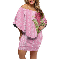 Women's Day Samoa Malu Tattoo Inspired Mix Teuila Family Matching Off Shoulder Short Dress and Hawaiian Shirt Rose Pink LT7 Mom's Dress Rose Pink - Polynesian Pride
