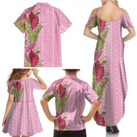 Women's Day Samoa Malu Tattoo Inspired Mix Teuila Family Matching Summer Maxi Dress and Hawaiian Shirt Rose Pink