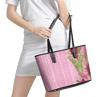 Women's Day Samoa Malu Tattoo Inspired Mix Teuila Leather Tote Bag Rose Pink LT7 - Polynesian Pride