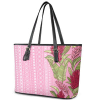 Women's Day Samoa Malu Tattoo Inspired Mix Teuila Leather Tote Bag Rose Pink LT7 - Polynesian Pride