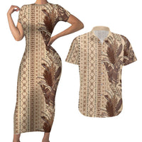 Women's Day Samoa Malu Tattoo Inspired Mix Teuila Couples Matching Short Sleeve Bodycon Dress and Hawaiian Shirt Vintage Tapa
