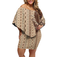 Women's Day Samoa Malu Tattoo Inspired Mix Teuila Family Matching Off Shoulder Short Dress and Hawaiian Shirt Vintage Tapa