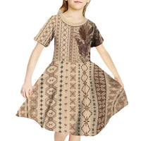 Women's Day Samoa Malu Tattoo Inspired Mix Teuila Kid Short Sleeve Dress Vintage Tapa