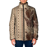 Women's Day Samoa Malu Tattoo Inspired Mix Teuila Padded Jacket Vintage Tapa LT7 Men Beige - Polynesian Pride
